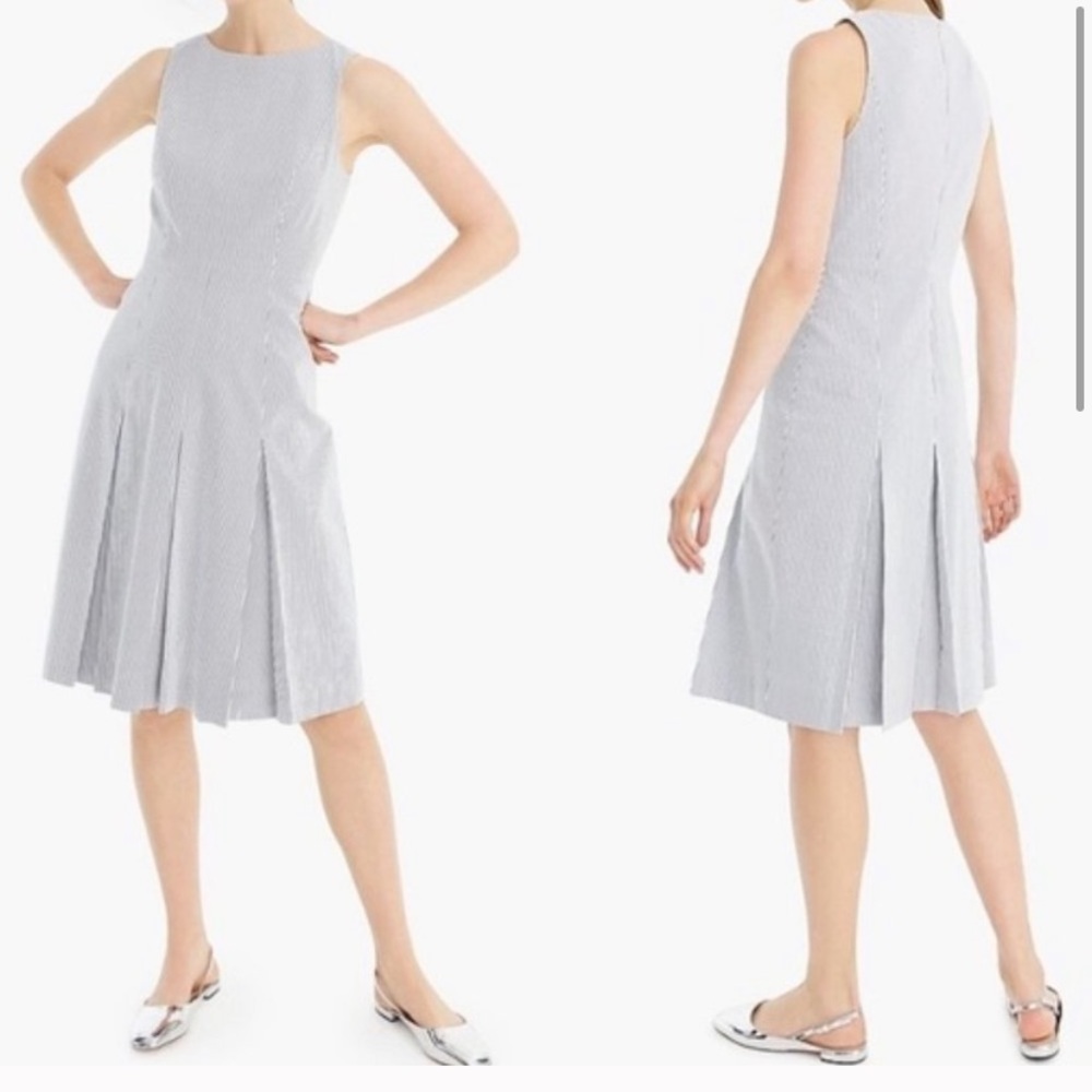 J.Crew striped pleated dress